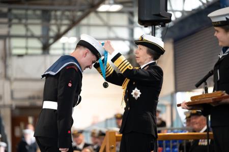 Student presented with award by HRH Princess Anne