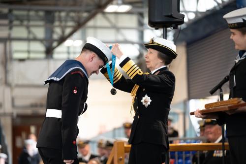 Student presented with award by HRH Princess Anne